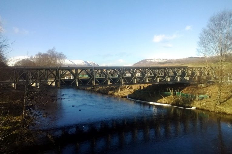 Mabey Bridge build temporary bridge over the River Spey to carry 197 tonne construction traffic