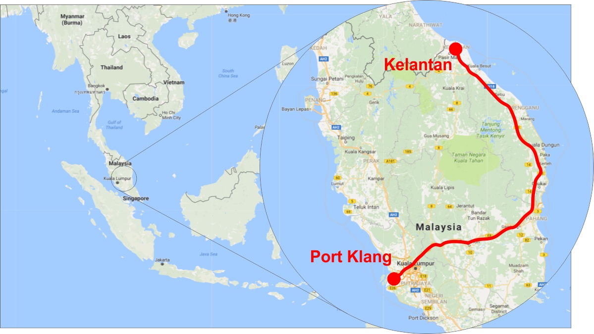 Port Klang To Kelantan Railway Map 