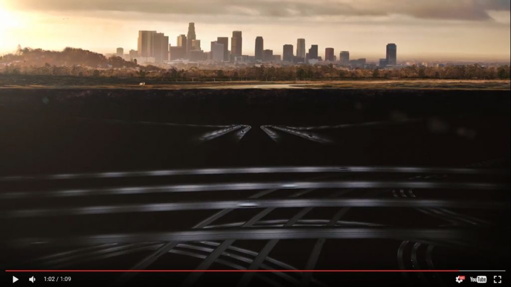 The Boring Company network of tunnels under a city
