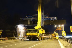 M6 gantry installation between M6 Junction 10 and 10a, Walsall