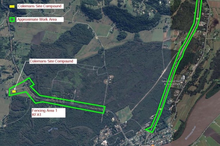 Australia building Koala exclusion fences on the Pacific Highway