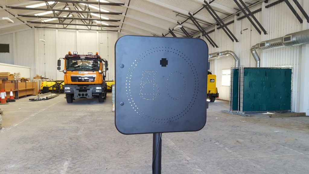 One of the new 29 electronic signs being installed on the A20 unveiled at Stanford depot