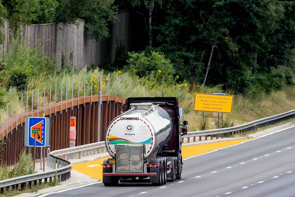 The new style emergency area on the M3 smart motorway