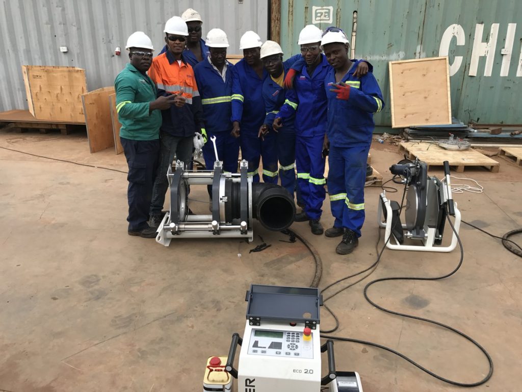 PlastiTech had four teams of eight people each, including four butt-welders and four assistant welders working around the clock to complete work on the project