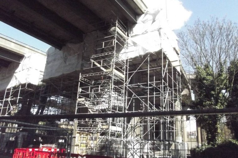 Special PPE required during hydro-demolition at Birmingham's Spaghetti Junction