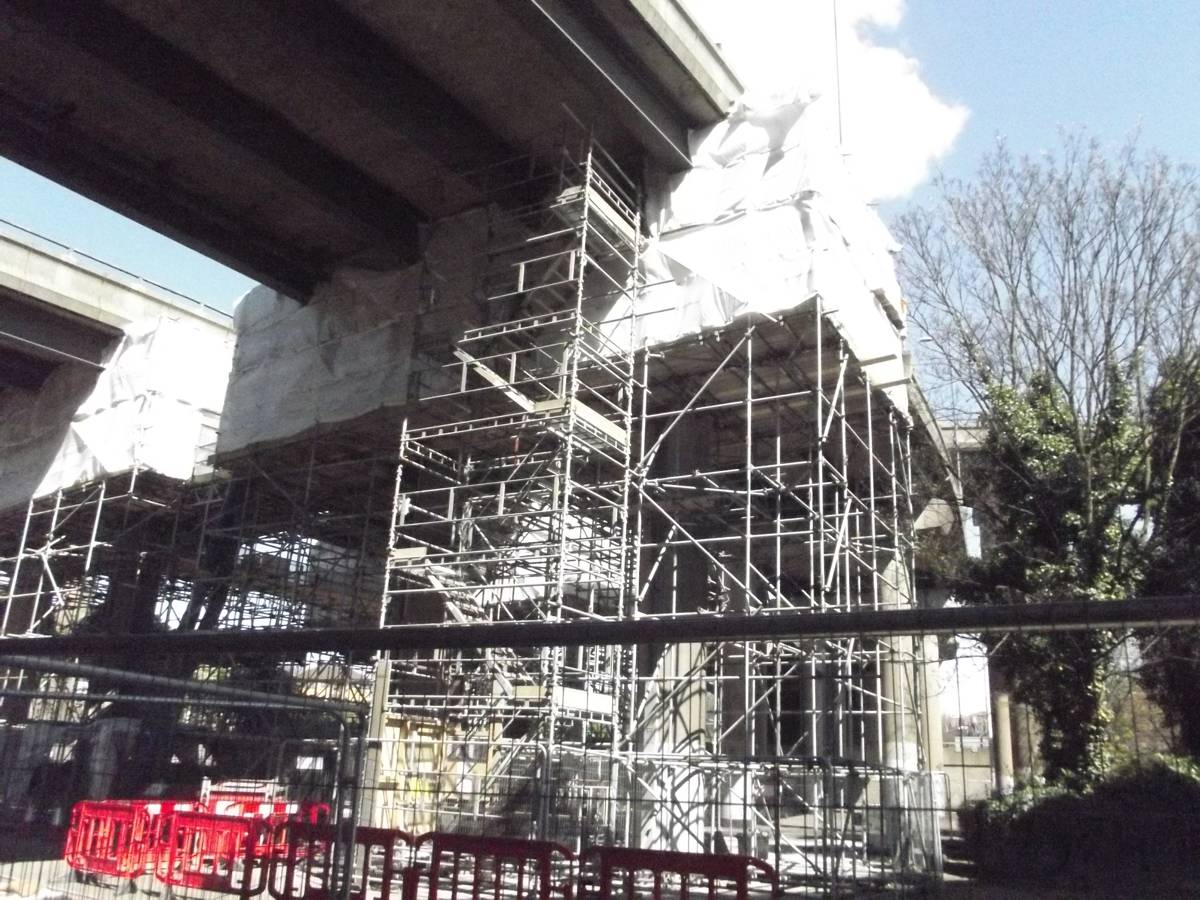 Special PPE required during hydro-demolition at Birmingham's Spaghetti Junction