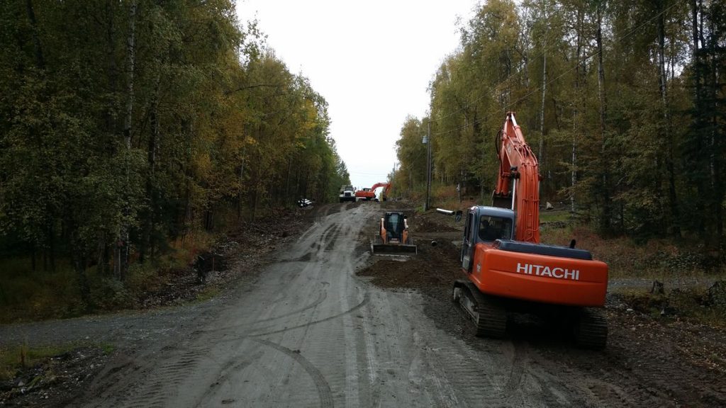 Roadwork in a residential subdivision located in Alaska