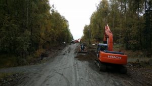 Roadwork in a residential subdivision located in Alaska