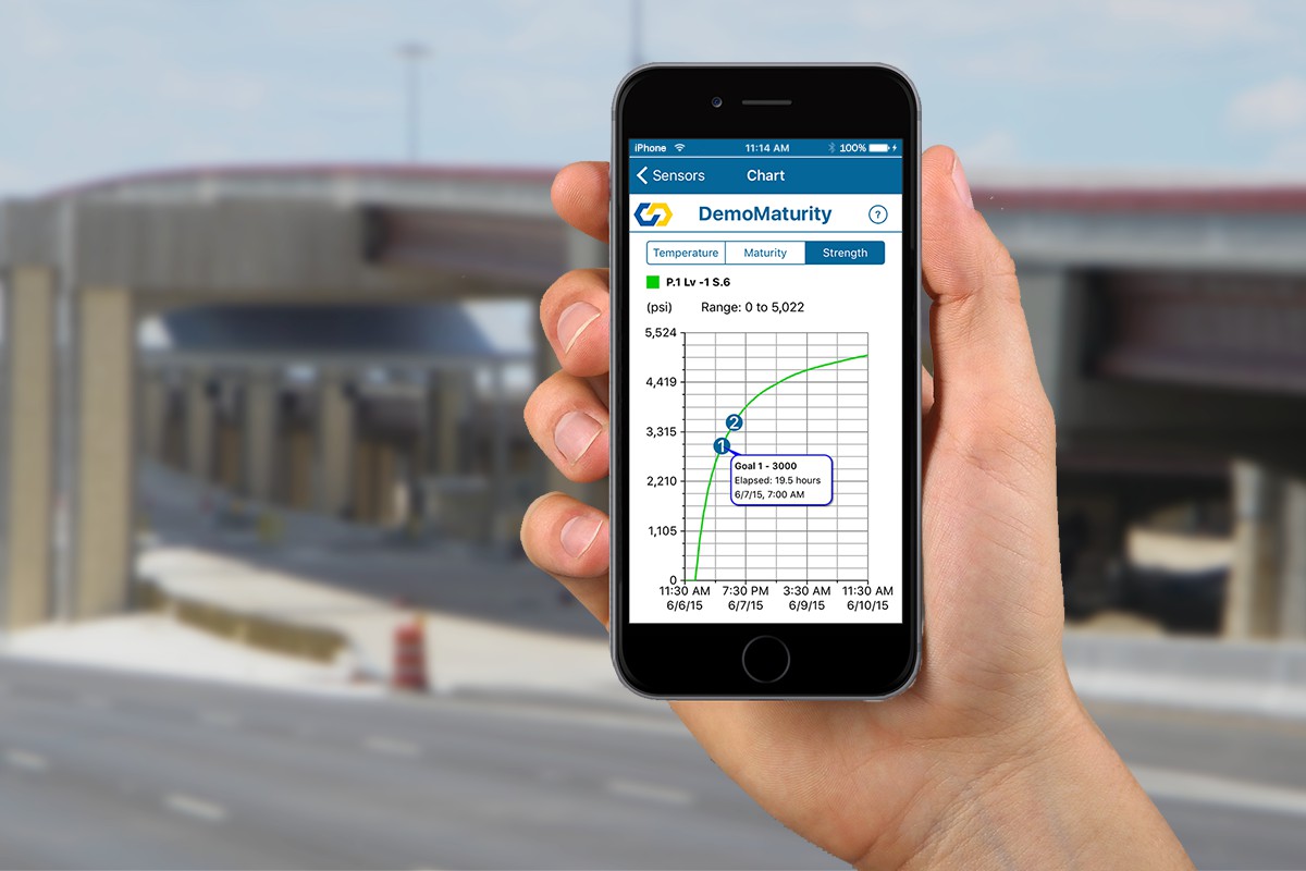Monitor concrete temperature and maturity wirelessly with COMMAND Center for iOS App