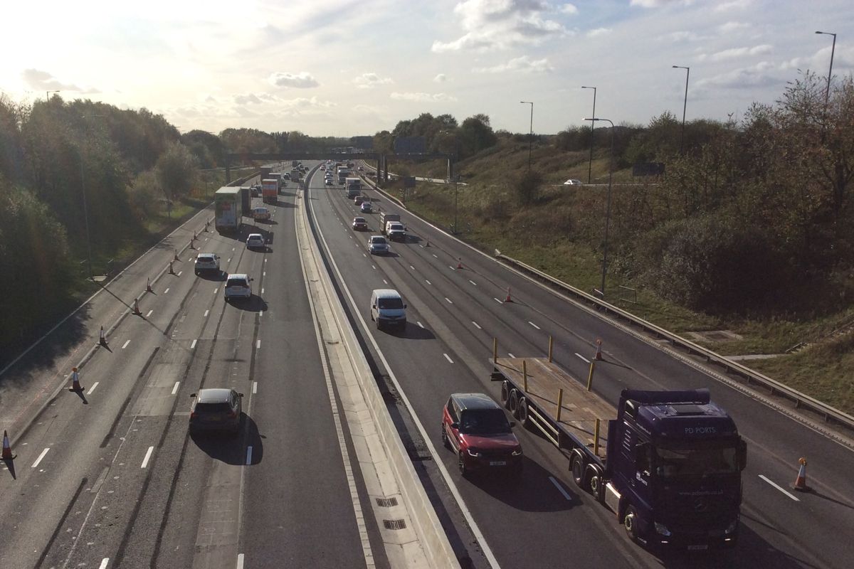 Wider lanes for drivers on England's M62 smart motorway near Rochdale