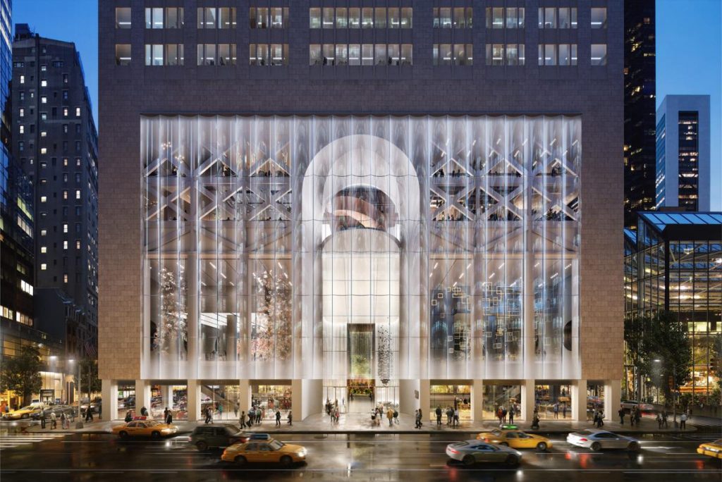 550 Madison Avenue, view looking west at updated façade - Photo by DBOX