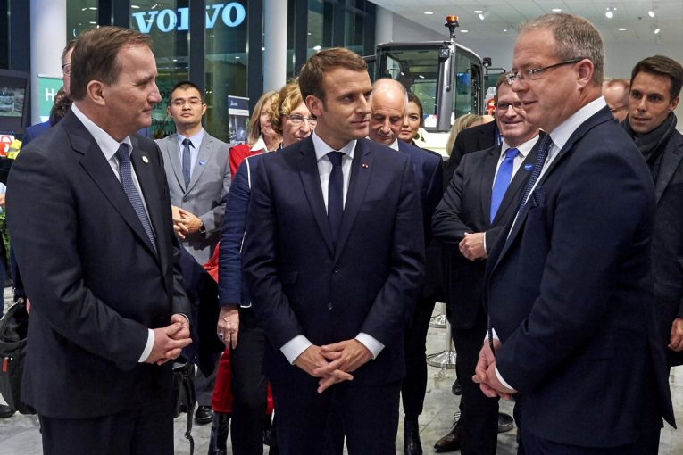 Swedish PM and French President sign strategic partnership at Volvo HQ