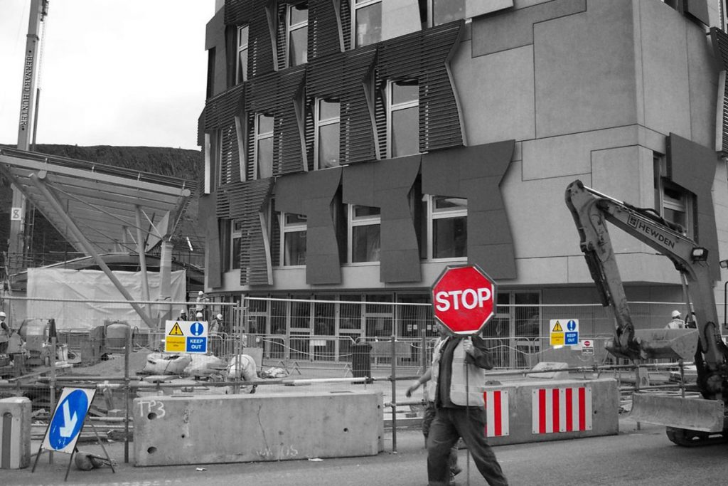 Signs of Construction at Scottish Parliament - Photo by Raymond McCrae