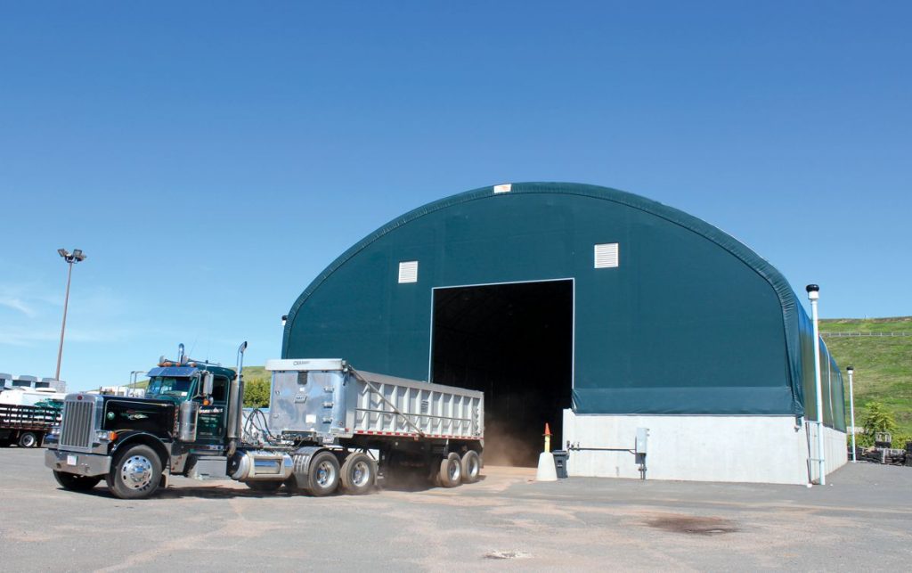 Hartford DPW new Clearspan salt storage clearspan fabric building
