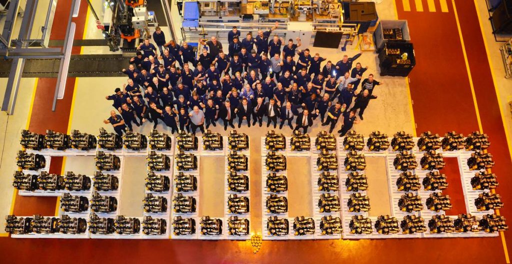 A JCB business which has powered its way to international success today celebrated the production of half a million JCB engines - enough to stretch from London to Paris.
