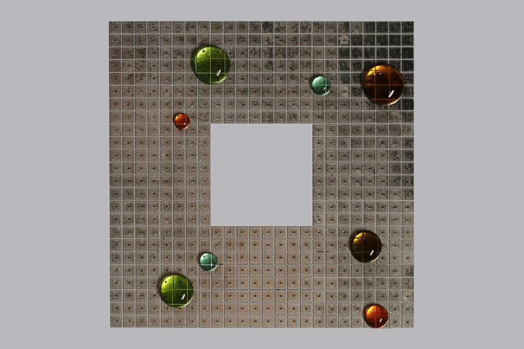 MIT researchers have developed hardware that uses electric fields to move droplets of chemical or biological solutions around a surface, mixing them in ways that could be used to test thousands of reactions in parallel. Image by Jimmy Day
