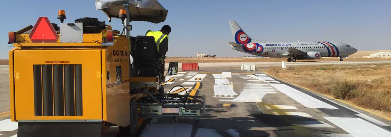 Runway and taxiway marking at Jordan’s Queen Alia International Airport