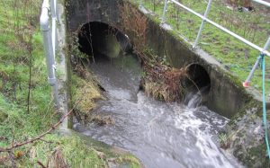 A discharge from a motorway into a stream near Cleckheaton, West Yorkshire