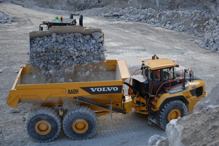 Volvo A60H articulated hauler working hard in Halkyn