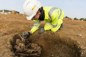 Skeleton archaeologically excavated for A14C2H (c) Highways England, courtesy of MOLA Headland Infrastructure