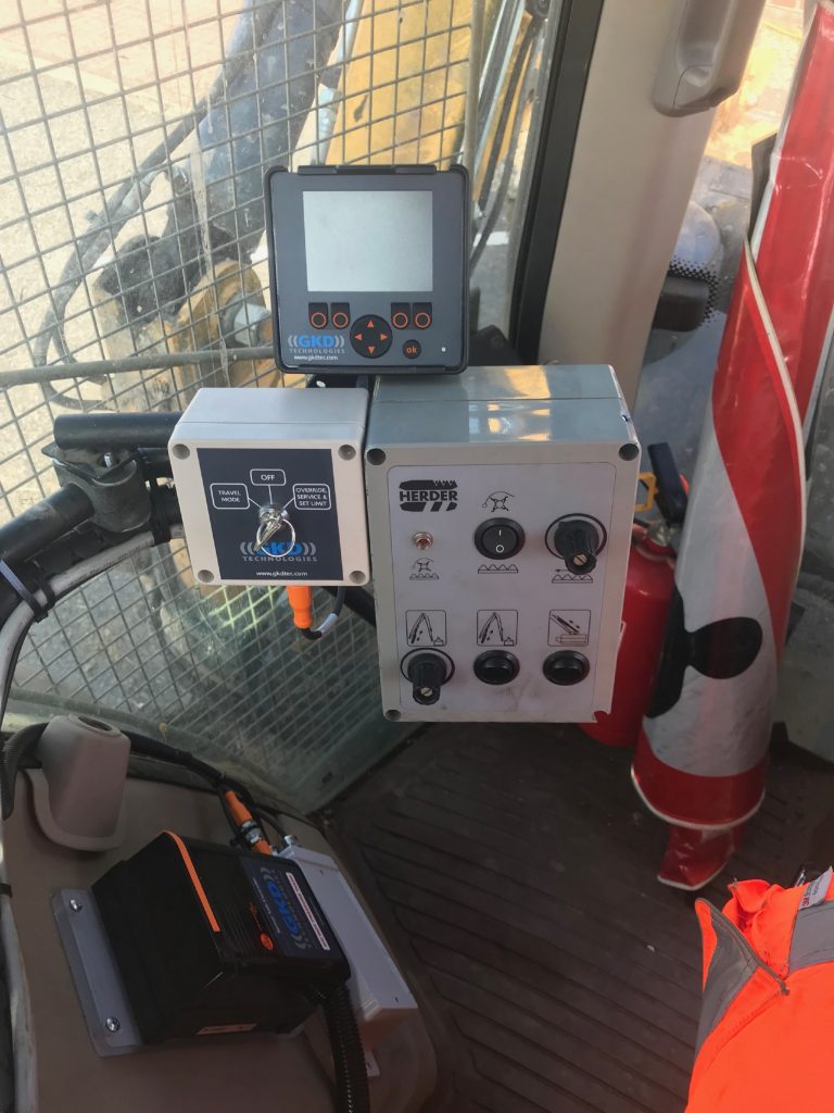 GKD's Sensor Height Limiter installed on a Takeuchi Excavator