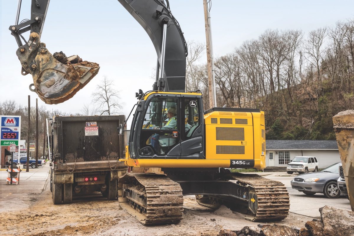 John Deere 345G LC Excavator gets into those tight spaces with ease