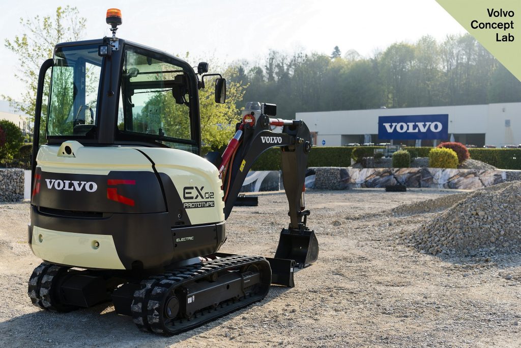 The EX2, Volvo CE’s all-electric concept excavator.