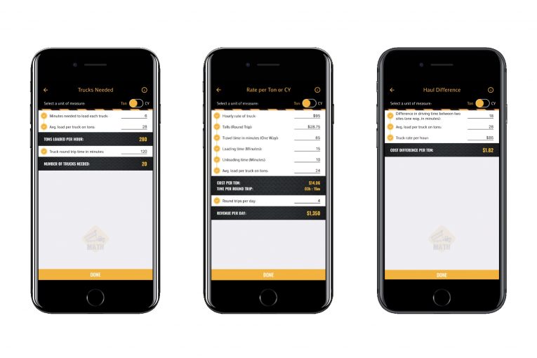 Calculator App for dump trucks and construction puts everyday math in your pocket