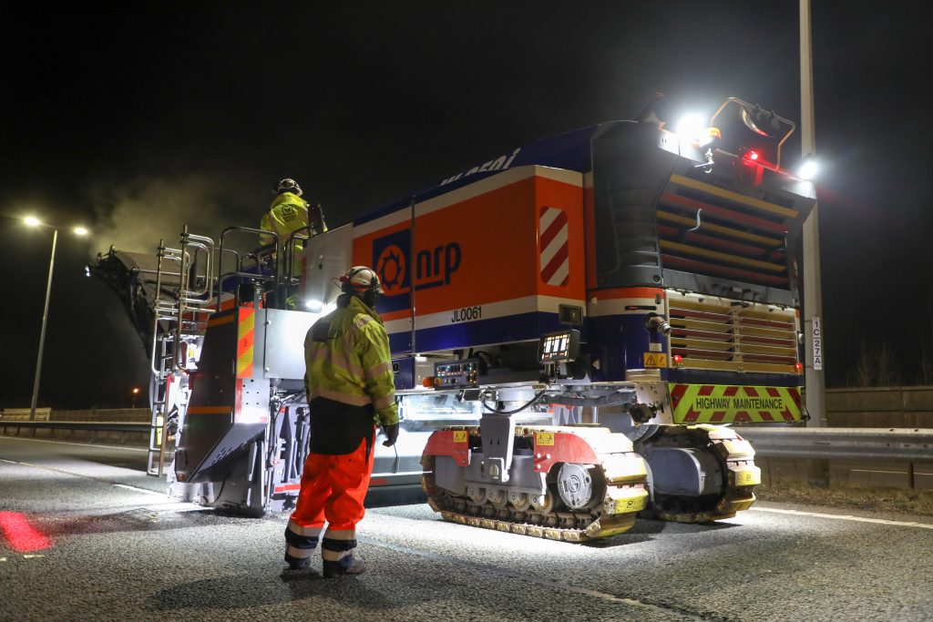 Super sized milling and paving equipment speeding up resurfacing on the M62 in Yorkshire