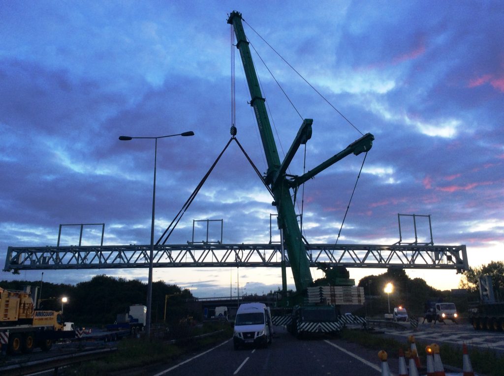 40 metre electronic sign gantry to span M6 Smart Motorway in England