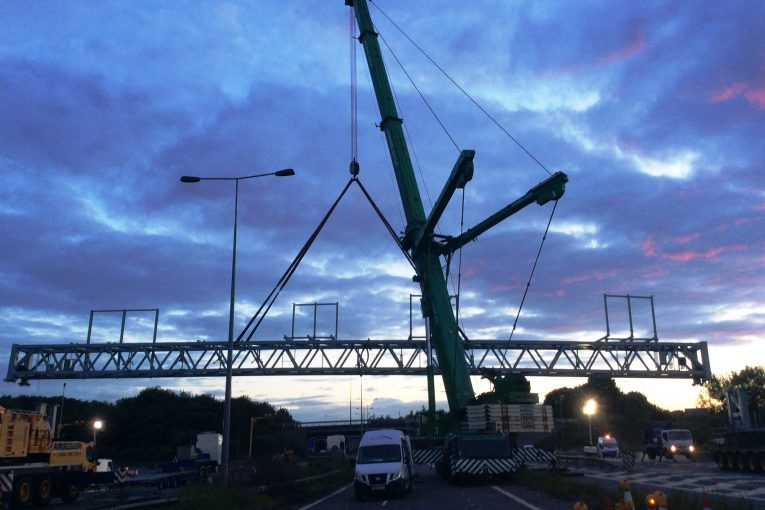 40 metre electronic sign gantry to span M6 Smart Motorway in England