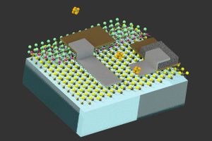 Optical images show circuits made by the research team, prior to being attached to particles just a few hundred nanometers across.