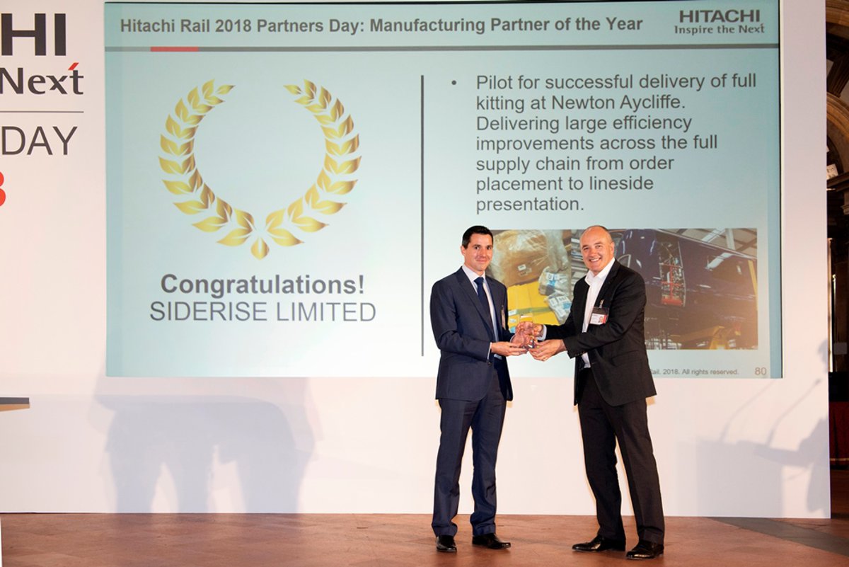 Hitachi Rail Europe presents SIDERISE with Manufacturing Partner Award