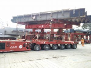 The transporter that will be used to remove the 150-tonne centre section of the bridge