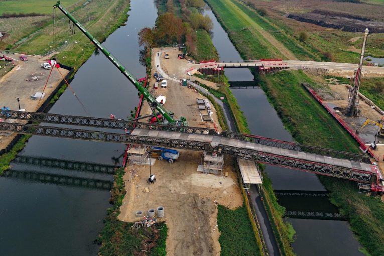 Galliford Try installs 5 span Bailey bridge over River Witham