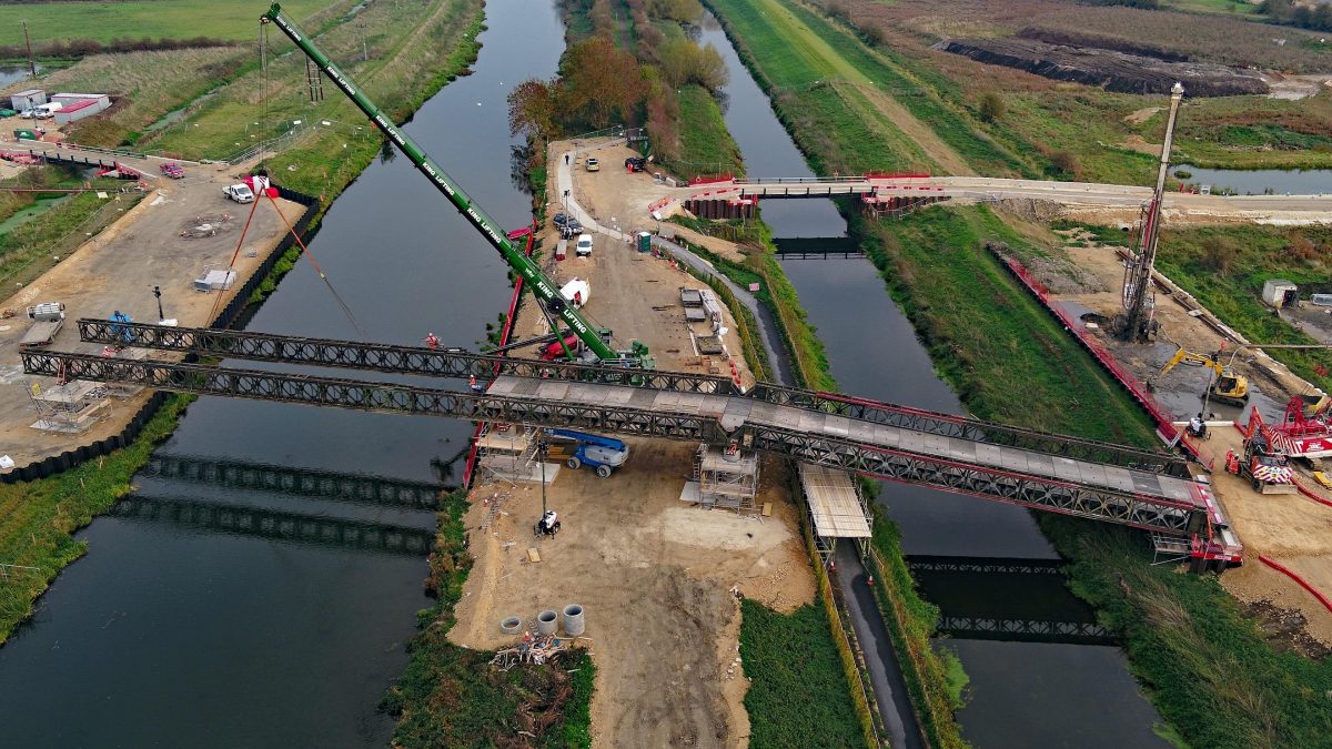 Galliford Try installs 5 span Bailey bridge over River Witham