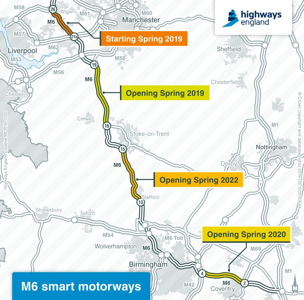 M6 Smart Motorways Map 1024x1009 