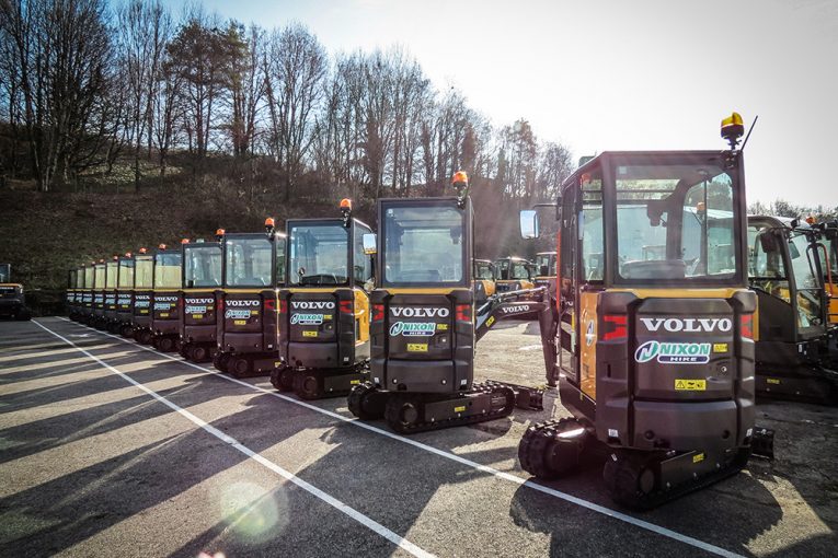 The first 16 Volvo EC18Es in Great Britain heading for Nixon Hire