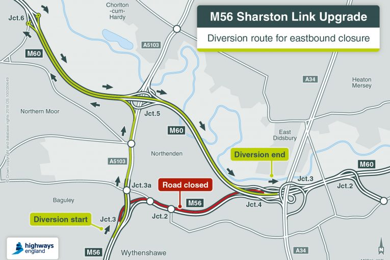 Five week upgrade starts for Manchester M56 motorway link