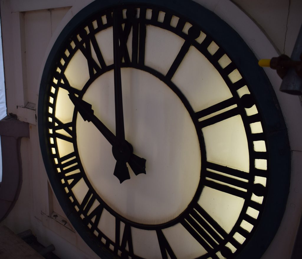 Iconic clocktower in Cardiff Central