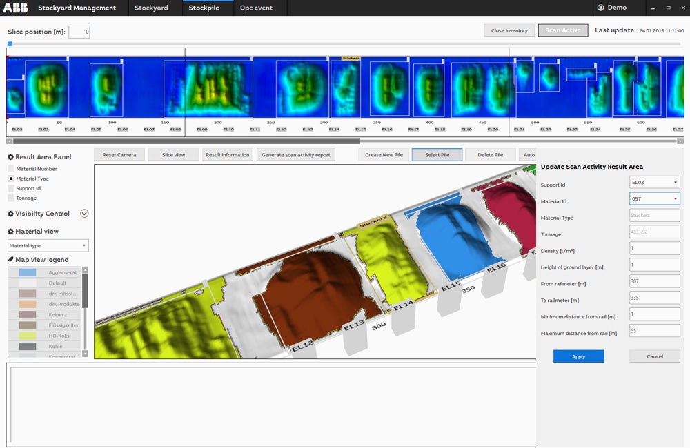 ABB Ability Stockyard Management System enables quality management with 3D stockpile and yard visualization