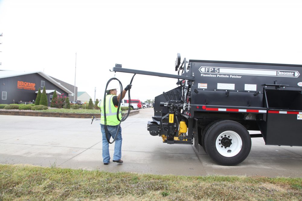 Bergkamp FP5 Flameless Pothole Patcher upgraded with Pivot Tack System