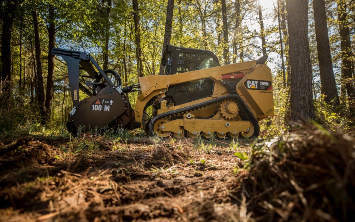Cat 299D2 XHP Compact Track Loader is purpose-built for difficult land-clearing