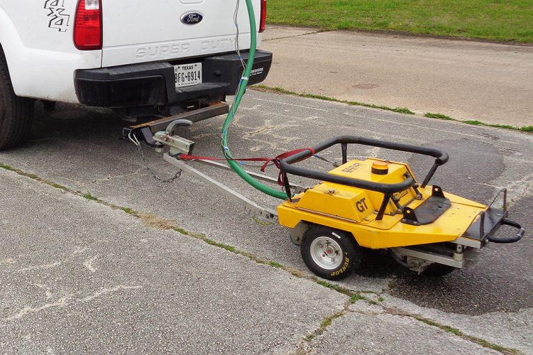 Measuring runway friction before and after shotblasting at San Antonio Airport