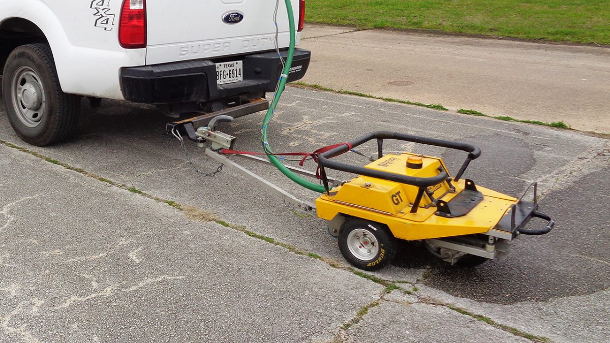 The GripTester measures pavement friction in order to identify areas with inadequate friction due to a loss in texture from wear and rubber buildup. 