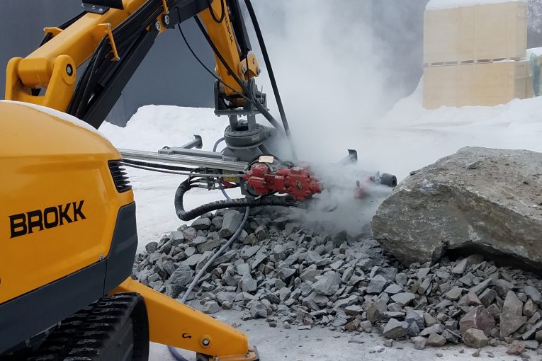 Brokk MMB326 Hydraulic Drifter Rock Drill improves safety in cramped jobsites