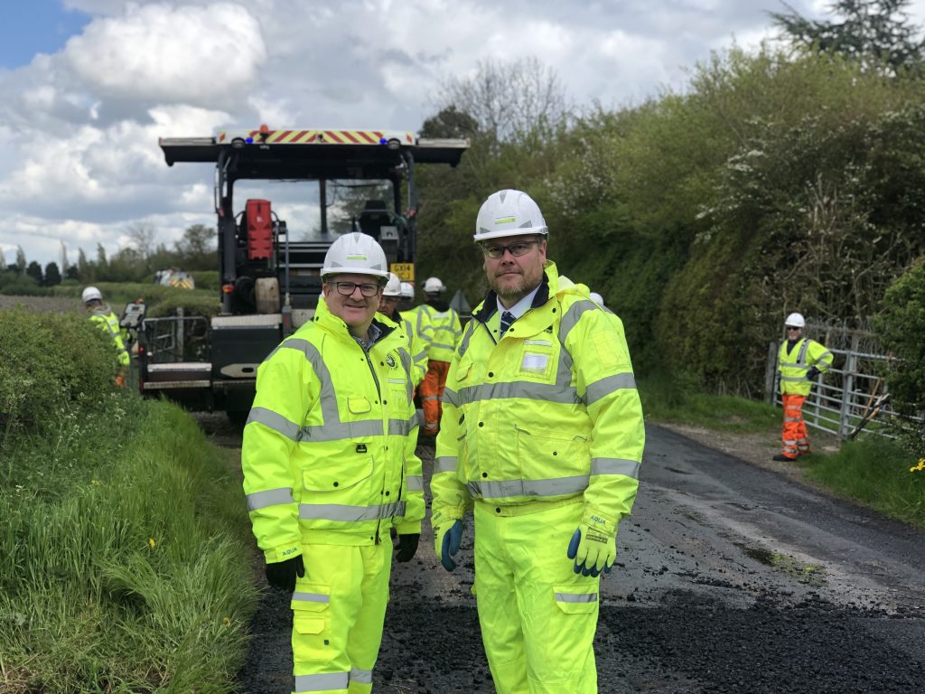 County Councillor Mark Shaw and Paul Irwin on site