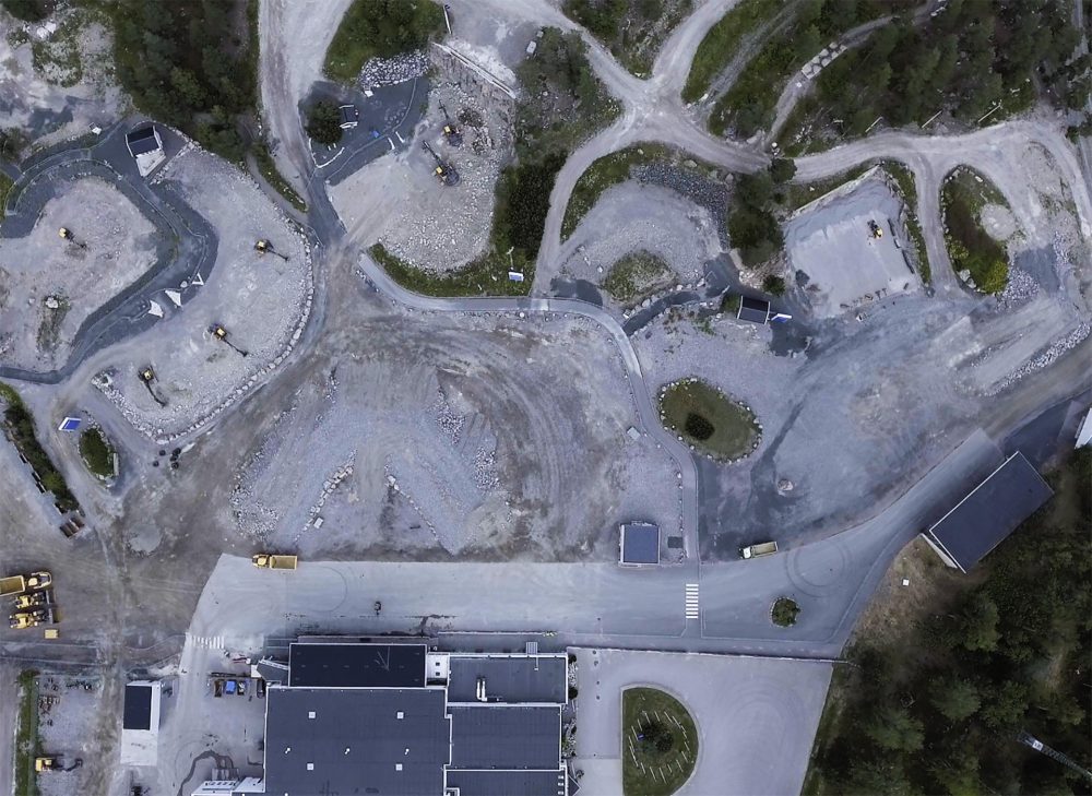 Aerial view of the existing demo area at the Customer Center in Eskilstuna.