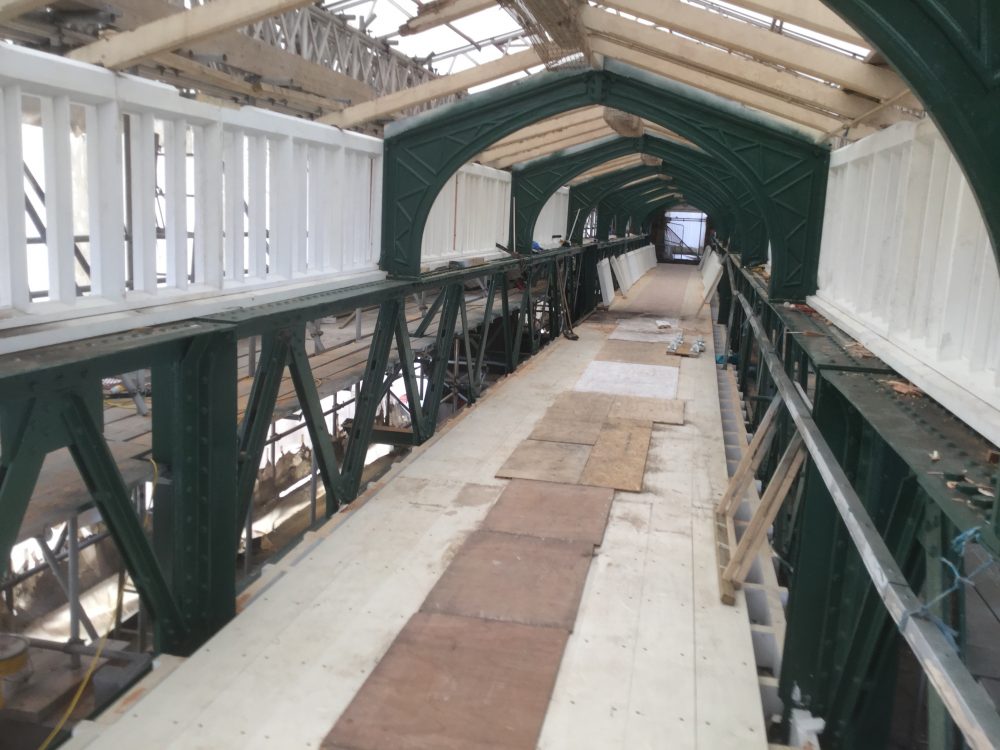 Work to upgrade Shrewsbury Station continues with repairs and the renewal of station canopies almost complete and refurbishment of Dana footbridge.