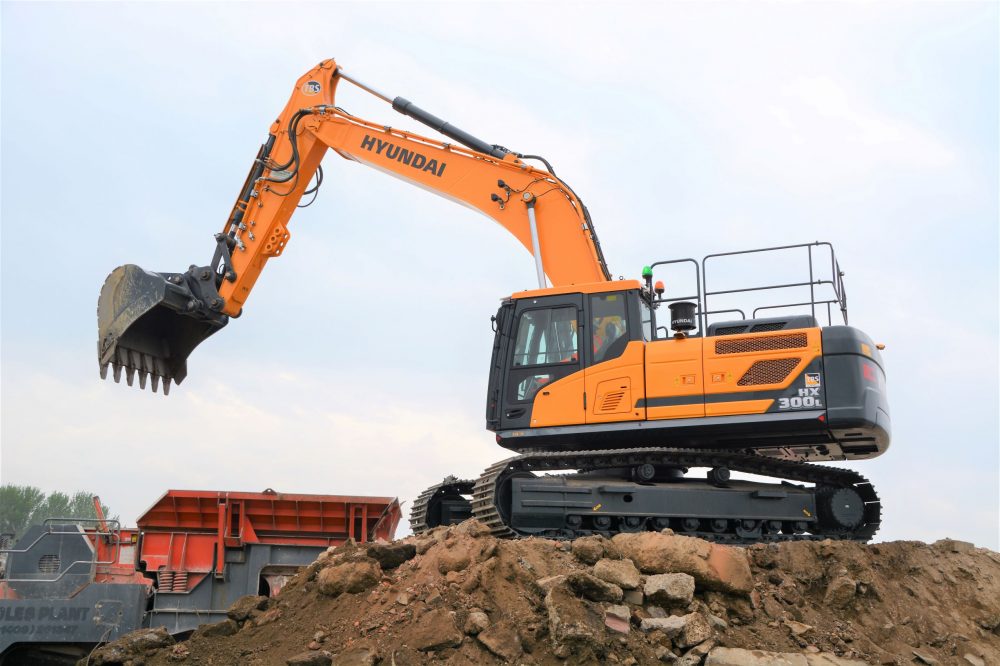 Hyundai HX300L Excavator proves a crushing success for Derby Crushing and Screening